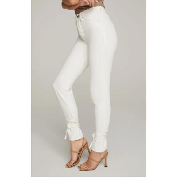 Good American Good Boy Ankle Wrap Pants White Denim Curvy Jeans | Sz 2 / 26 NEW! - Picture 4 of 12